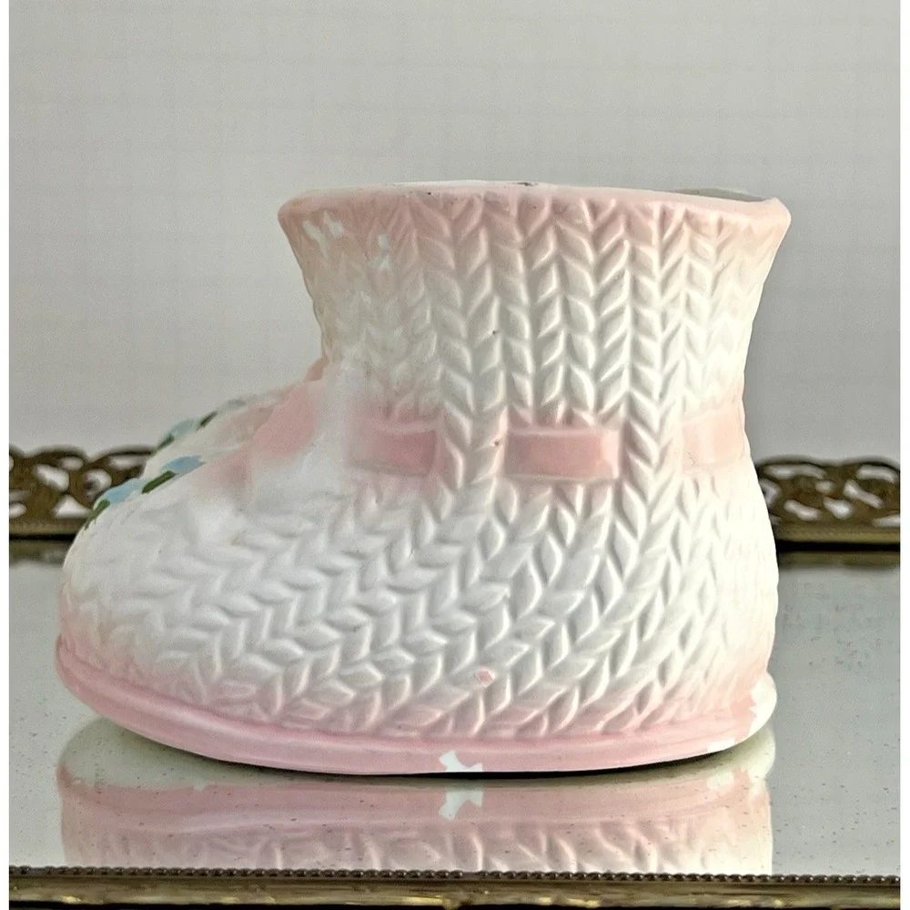 Baby Bootie Planter Napco Pink Nursery Double Shoe Vase Japan Vintage Ceramic